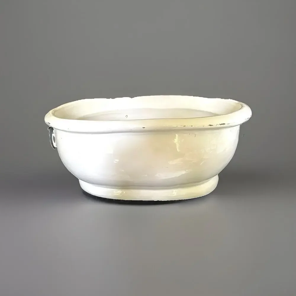 Pottery Barn White Ceramic Jardiniere Footbath Planter Ice Bucket Made in Italy